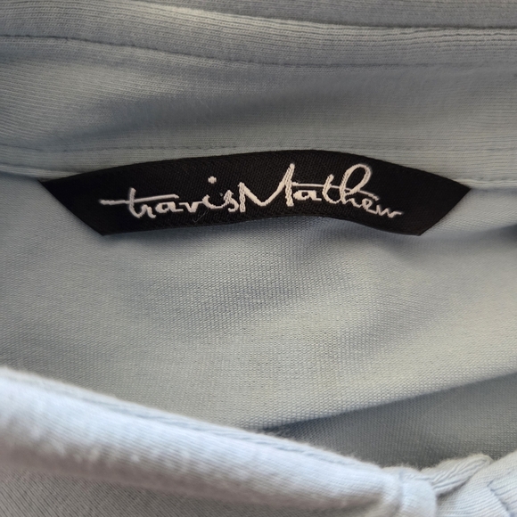 Travis Mathew Sky Blue Striped Polo Shirt With Monogram Size XL - Picture 8 of 8